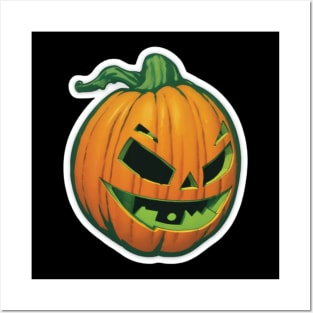 Happy Pumpkin Smiley, Halloween Pumpkin Face Smile Posters and Art